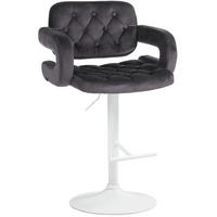 BARHOCKER Samt dunkelgrau - Dunkelgrau/Weiß, Textil (62/103/55cm) - CLP