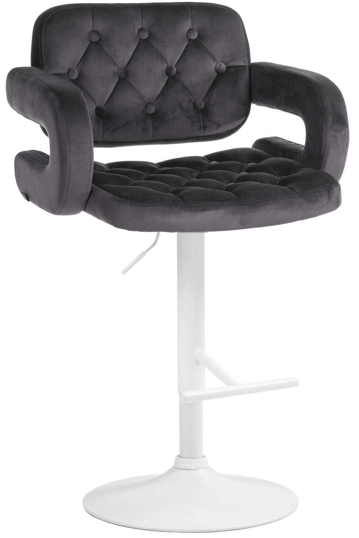 BARHOCKER Samt dunkelgrau - Dunkelgrau/Weiß, Textil (62/103/55cm) - CLP