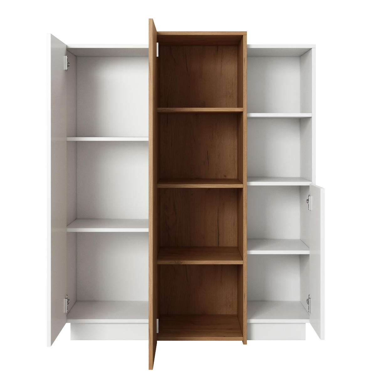 HIGHBOARD ETNE KOM1 ABS-Kante Eiche Weiß - Weiß, Glas/Holzwerkstoff (110/134/45cm) - Komodee