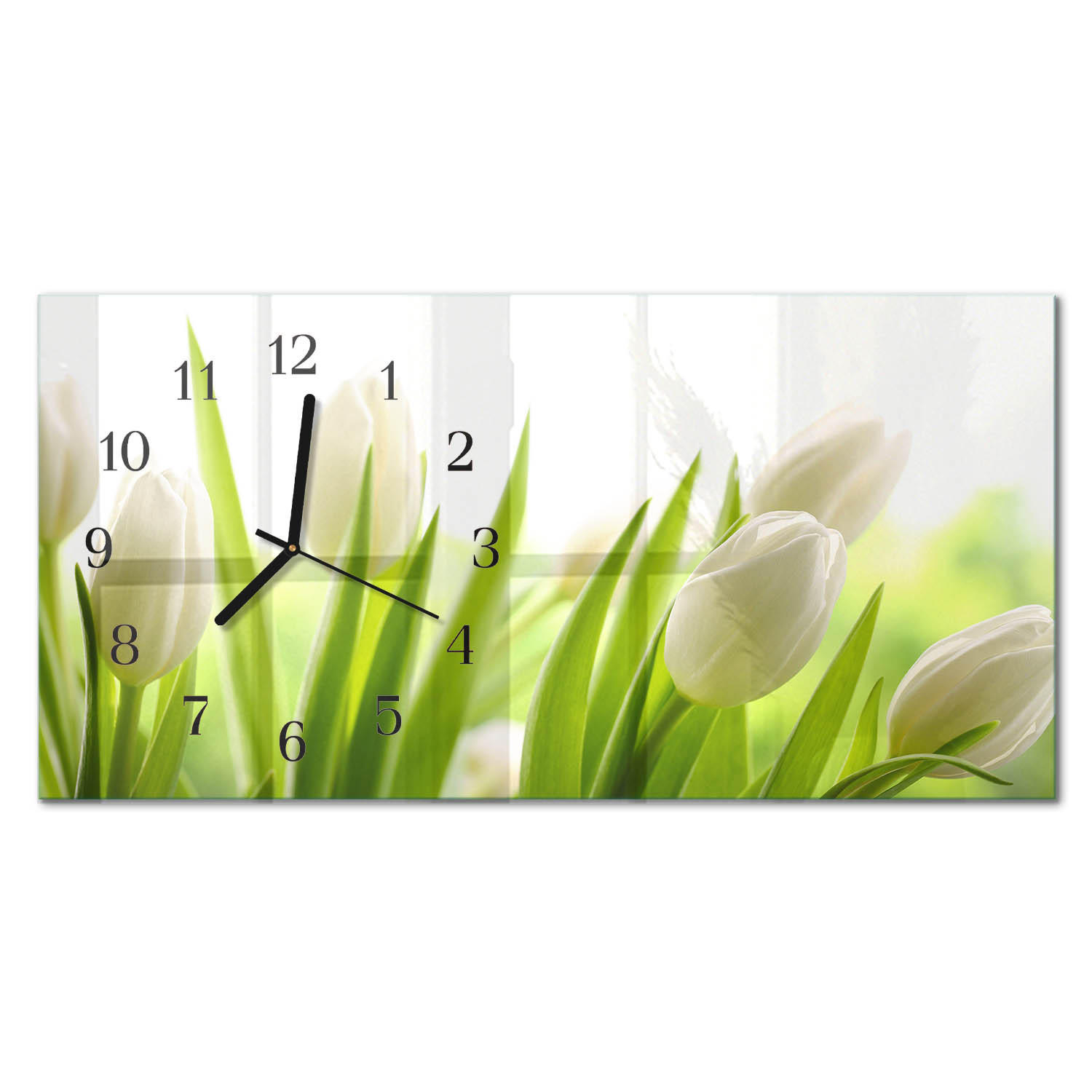 WANDUHR 60x30 cm - Abstrakte Kunst - Weiß, Glas (60/30/0.4cm) - TULUP