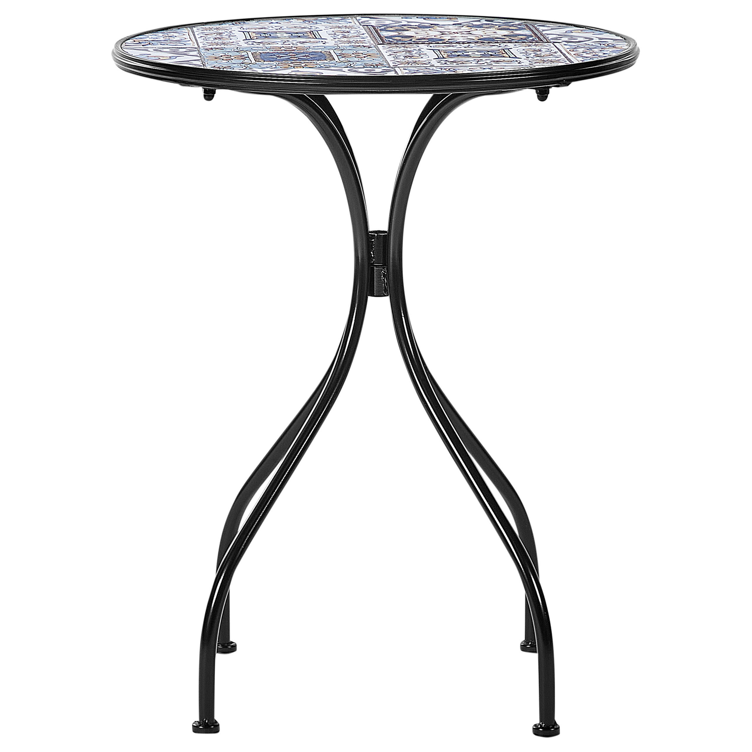 GARTENTISCH Keramik Schwarz Civita - Blau/Schwarz, Metall (60/60/75cm) - Beliani