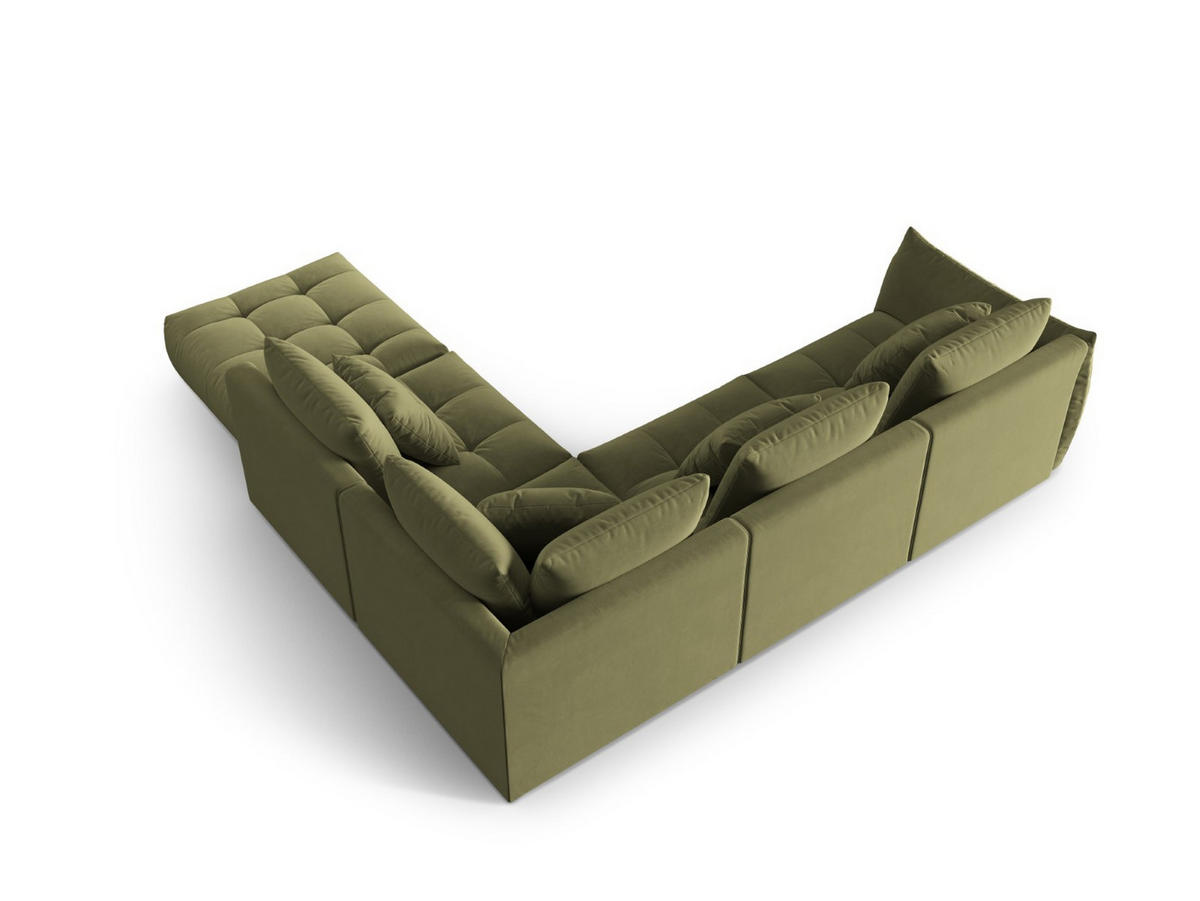 ECKSOFA modular rechts Bloom aus Samt hellgrün 4 Sitzplätze - Hellgrün, Textil (310/316cm) - Micadoni