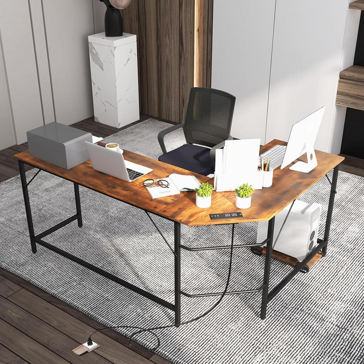 DATORBORD Brunt - Brun, Träbaserade material (50/168/74.5cm) - COSTWAY