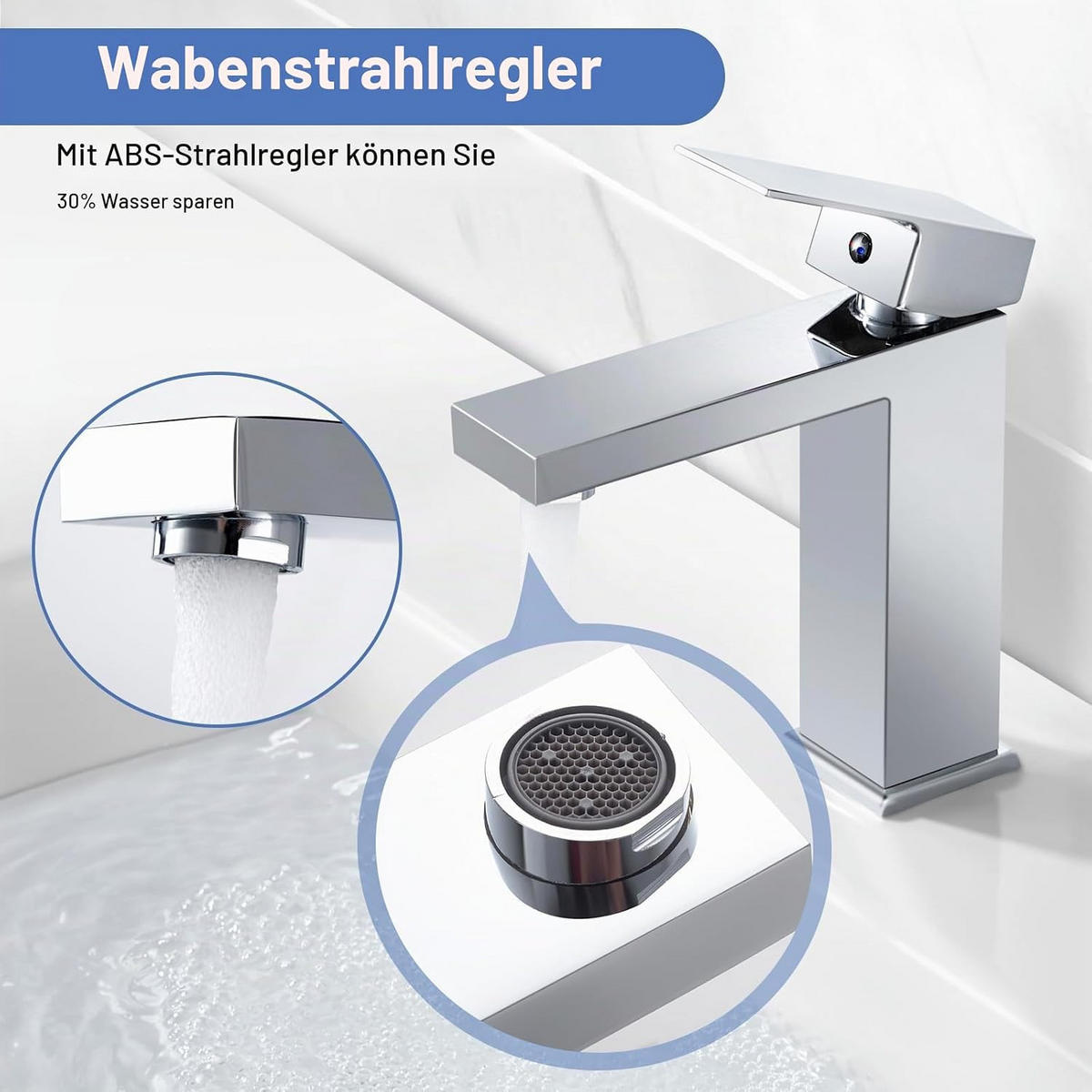 BADEZIMMERARMATUR, 16.5 x 15 cm, silber - Silberfarben, Metall (25/10/20cm) - Vallsero