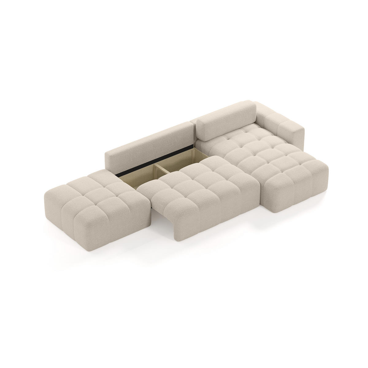 ECKSOFA RIFU LA mit Schlaffunktion, Beige - Beige, Textil (363/185cm) - Fedve