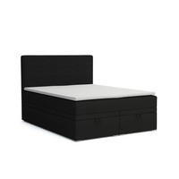 BOXBETT DARO 160/200 in Velour/Cord Schwarz - Schwarz, Holz/Holzwerkstoff (160/200cm) - Deine Möbel 24
