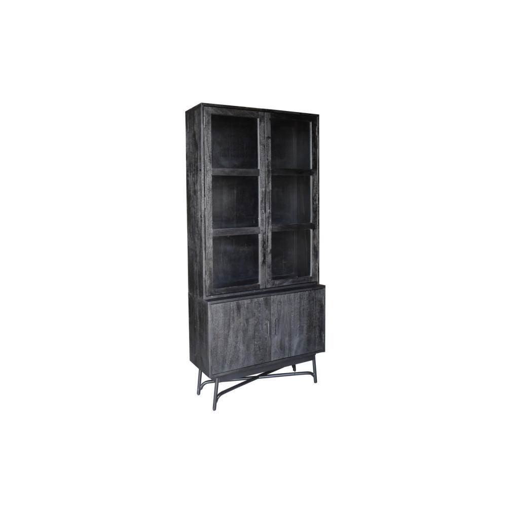 Giga Meubel Vitrinenschrank Schwarz 100x220x38 cm