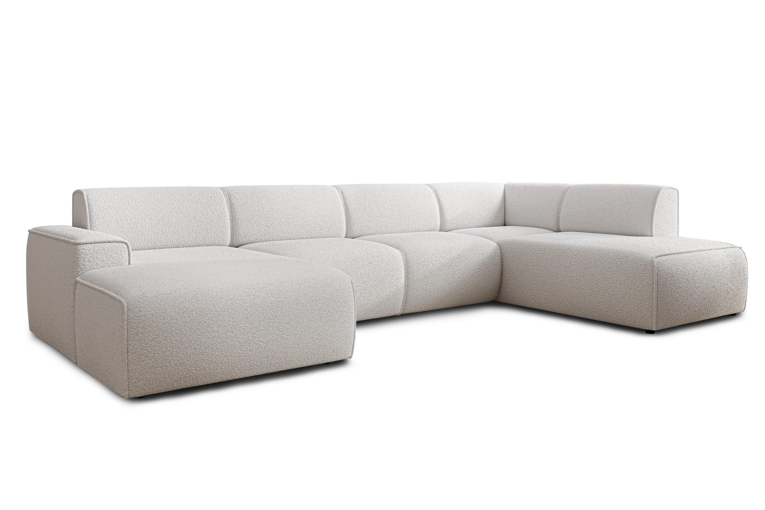 WOHNLANDSCHAFT Didim Weiß 378/220/78 cm – großes Sofa stilvoll & bequem R - Schwarz/Weiß, Kunststoff/Textil (378/78/220cm) - AX Living