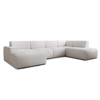WOHNLANDSCHAFT Didim Weiß 378/220/78 cm – großes Sofa stilvoll & bequem R - Schwarz/Weiß, Kunststoff/Textil (378/78/220cm) - AX Living