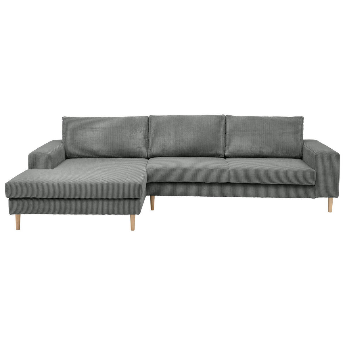 SOFA mit Longchair links Kaylynn Cordstoff anthrazit - Anthrazit, Kunststoff (175/294cm) - 58aufmkessel