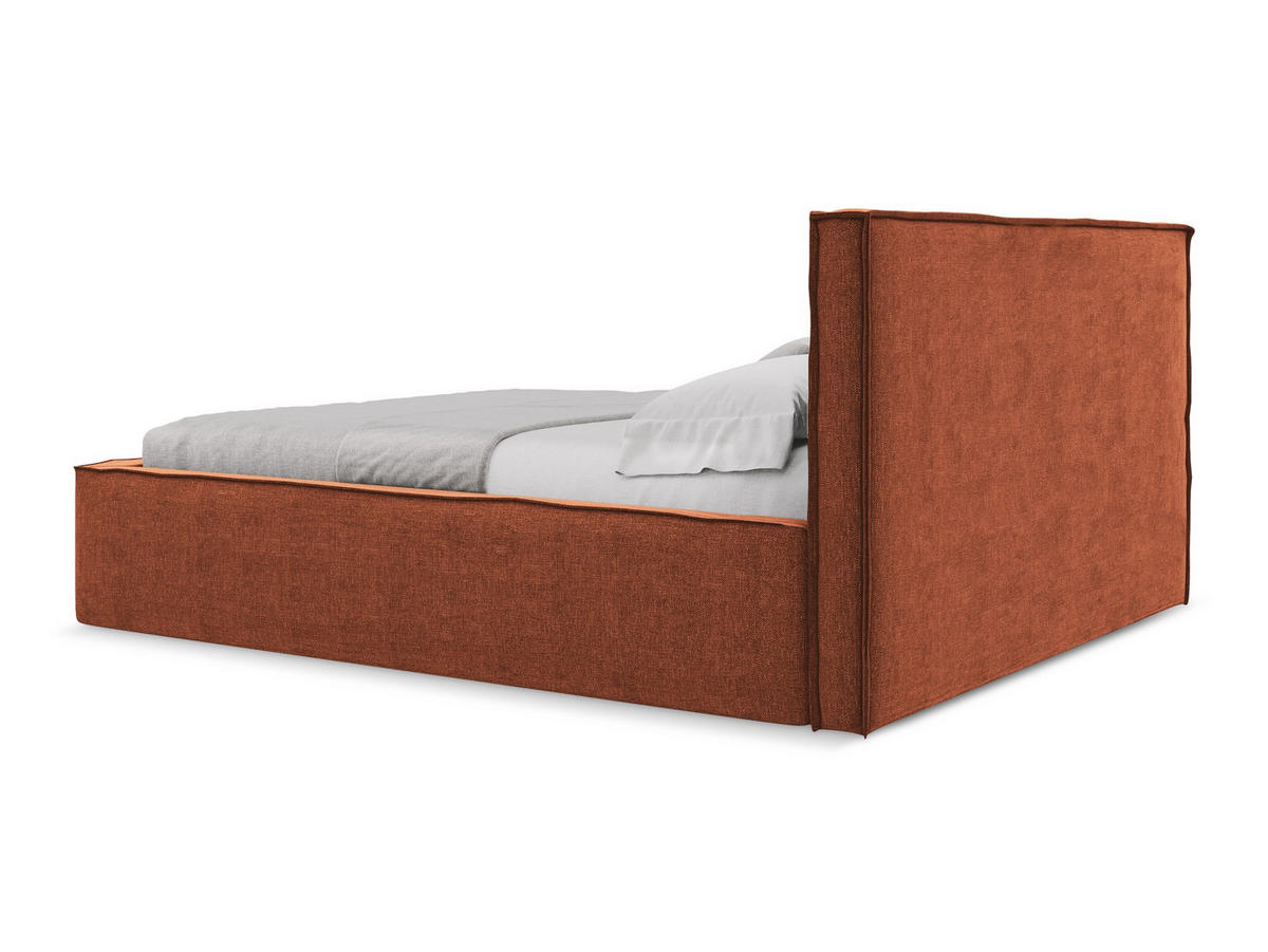 POLSTERBETT mit Bettkasten und Lattenrost 160x228 Orange - Terra cotta/Schwarz, Kunststoff/Textil (140/200cm) - Makamii
