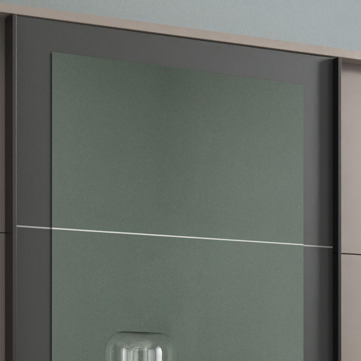 SCHWEBETÜRENSCHRANK 3-türig mit Passepartout, Spiegel, Schubladen, Vollausstattung, Sand Grau mit Absetzungen in Grafit, B273/H213/64 cm / 22508 - Sandfarben/Schwarz, Holzwerkstoff/Metall (273/213/64cm) - luma-home