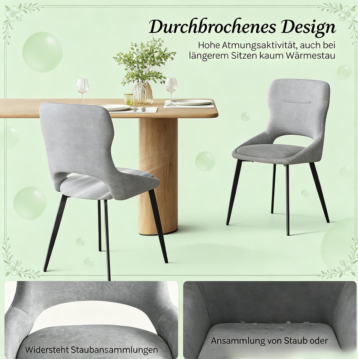 ESSSTUHL 2er-Set 43 x 40 x 86 cm Chenille Grau - Grau, Metall (40/86/43.1cm) - Meubliv