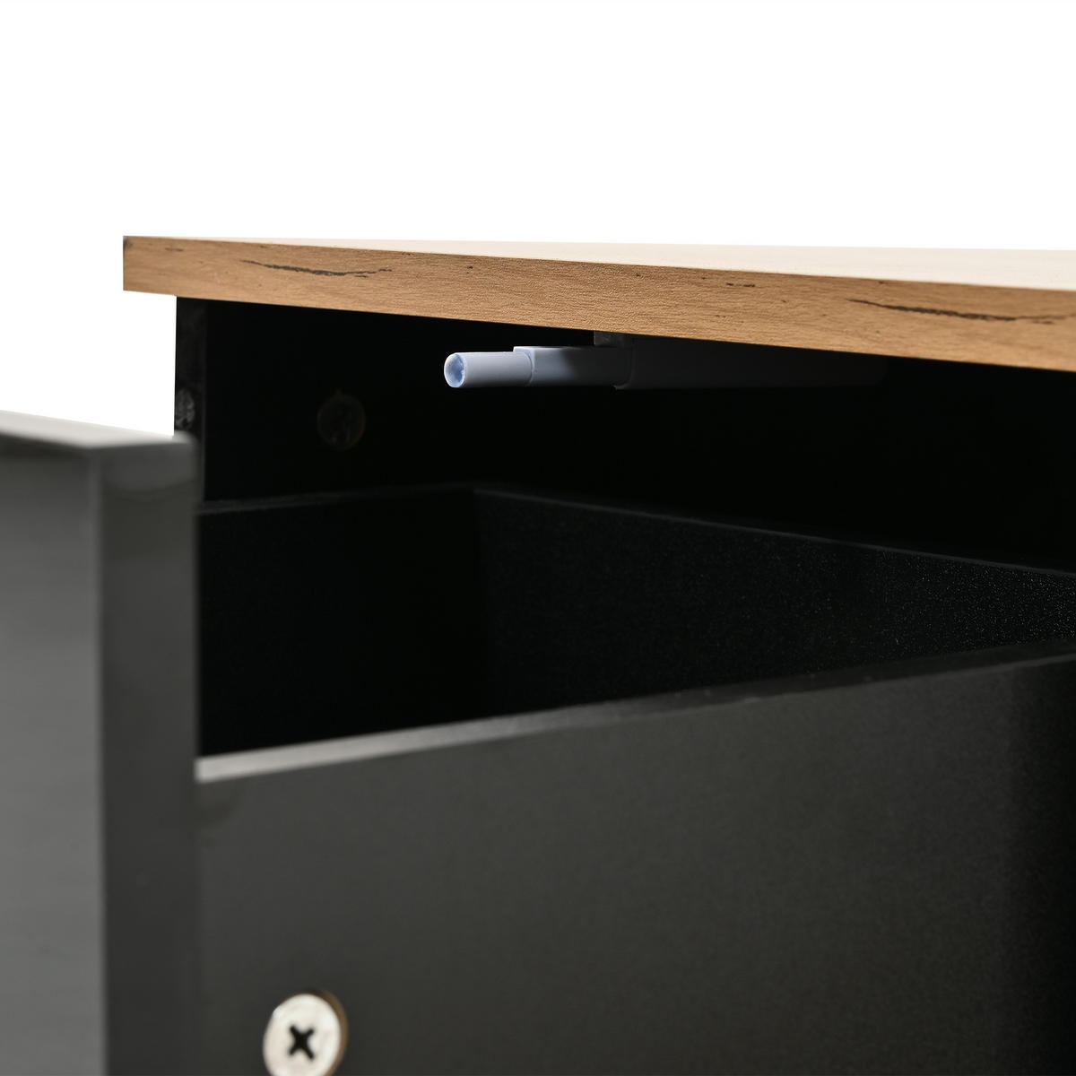 COUCHTISCH 70x70x31.5cm Schwarz Holzfarbe mit 3 Schubl. - Walnussfarben/Schwarz, Holzwerkstoff (70/70/31.5cm) - FLIEKS