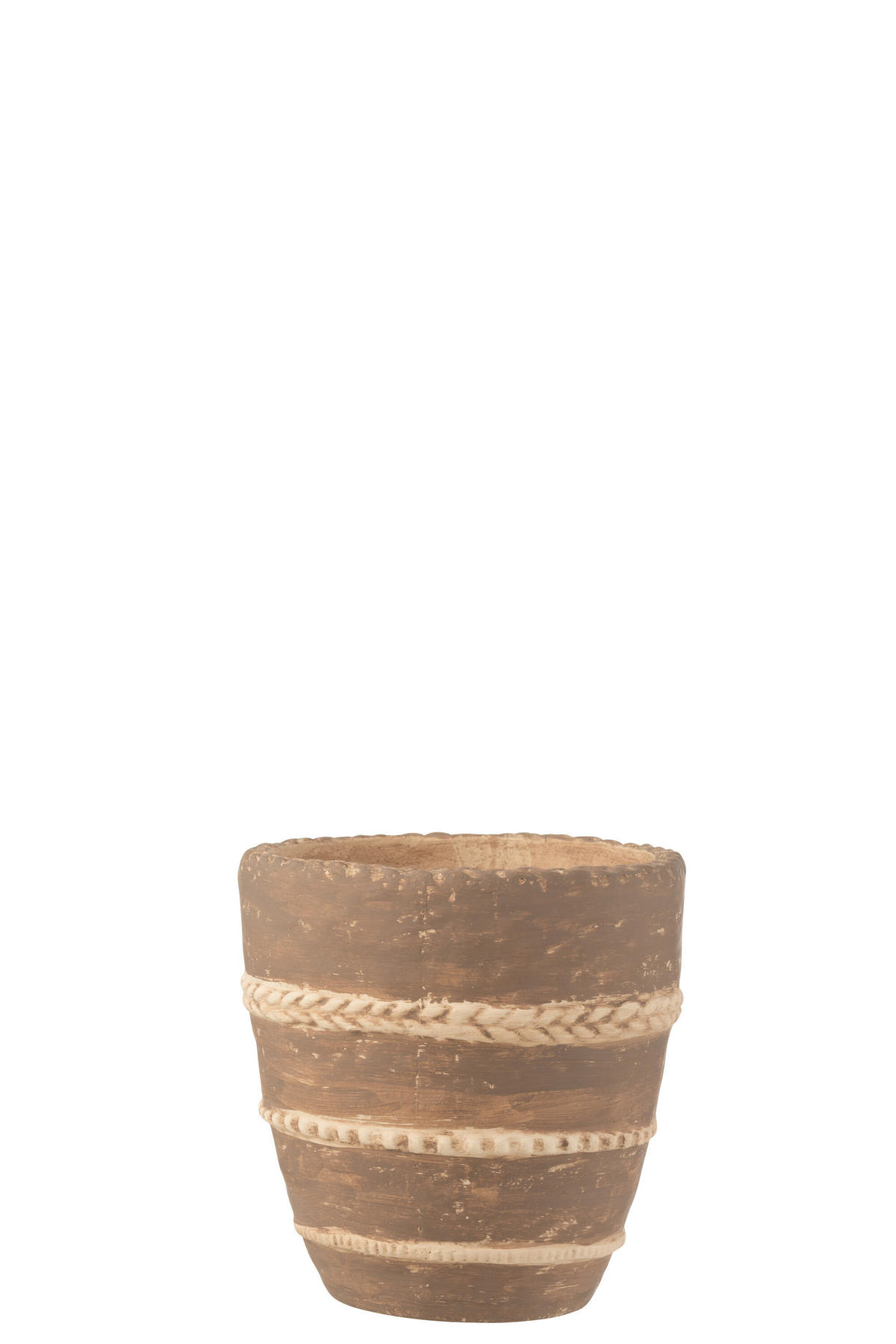 BLUMENTOPF GEFLOCHTEN - Töpferei - Braun - L - Ø 18 cm - Braun, Keramik (18/19.5cm) - J-Line
