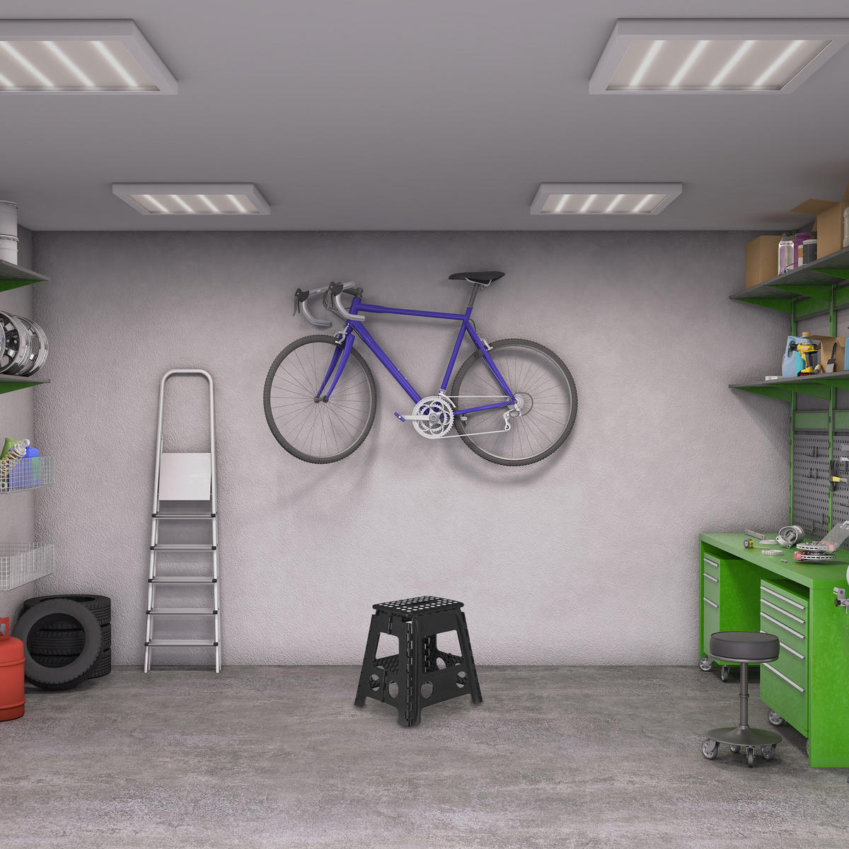 KLAPPHOCKER - Schwarz, Kunststoff/Textil (39/39/32cm) - Relaxdays