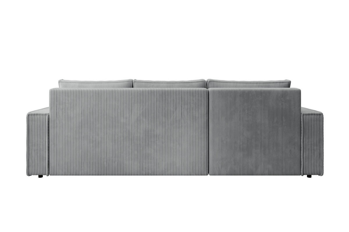 ECKSOFA CUDDY L, Eckcouch in L-Form mit Schlaffunktion und Bettkasten, Farbe: Grau, Cordstoff, Ottomane Links - Grau, Textil (240/140cm) - Storez24