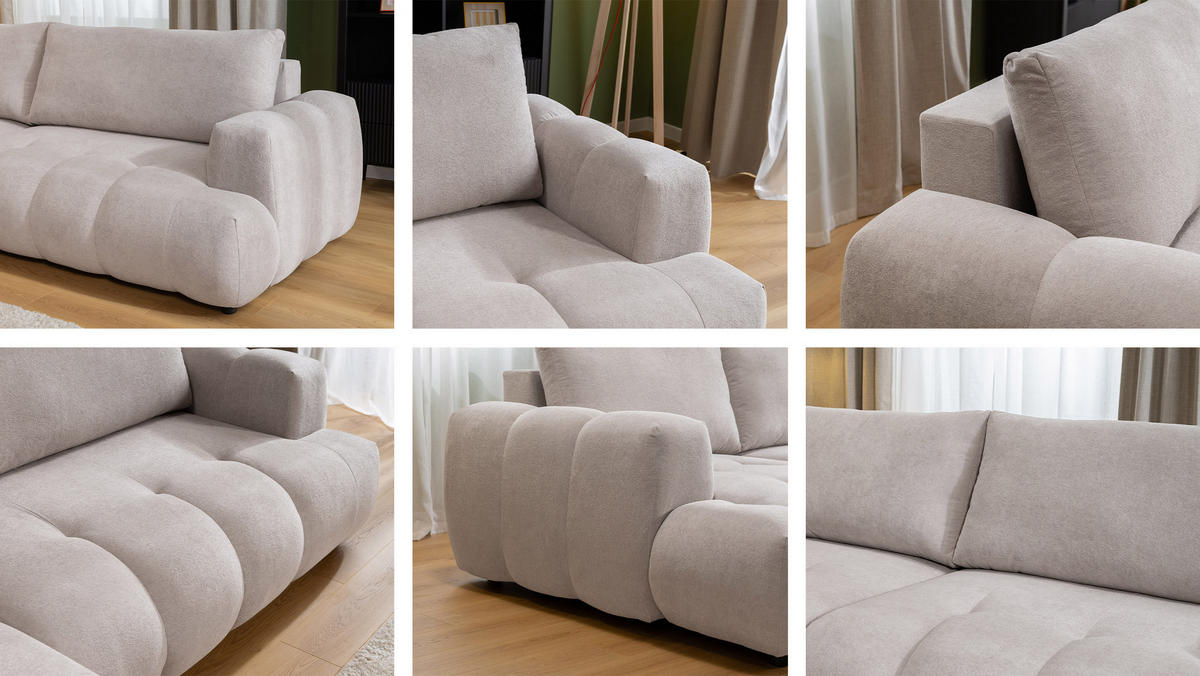 ECKSOFA Haiti, Seite: Links LC+2R - Anthrazit/Schwarz, Holz/Textil (276/156cm) - MIRJAN24