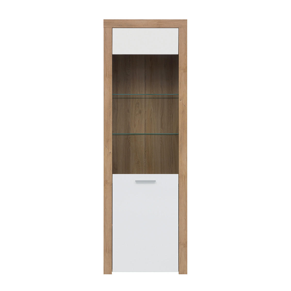 VITRÍNA Nora Bílá a dřevo - bílá, kompozitní dřevo (62/192/39cm) - Petits-meubles