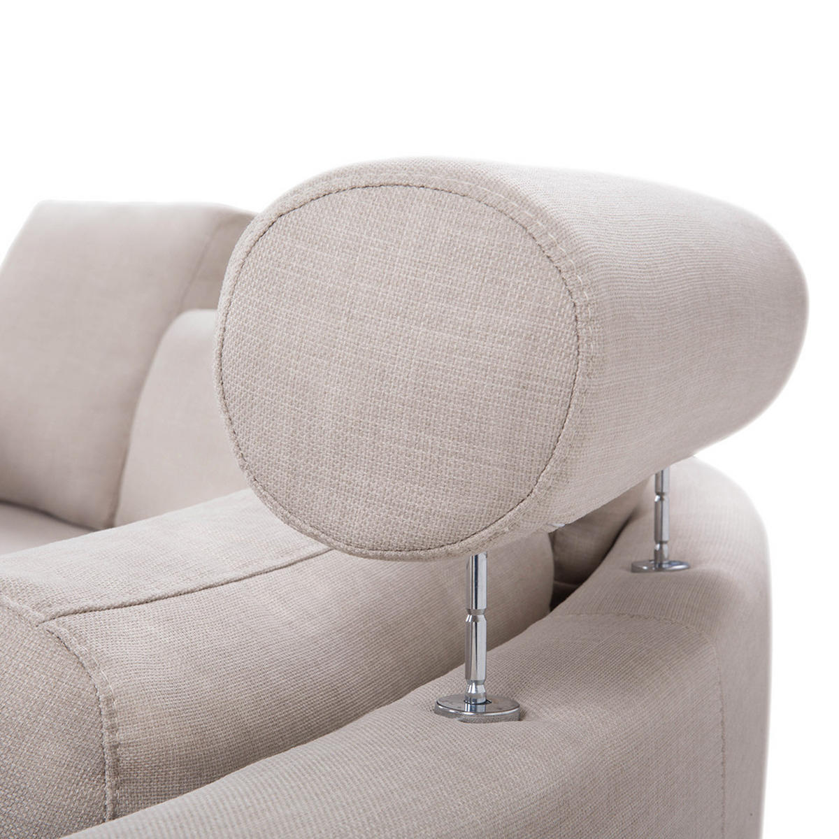 7-SITZER-SOFA mit Ottomane Polyester Beige Rotunde - Beige, Textil (448/76/236cm) - Beliani