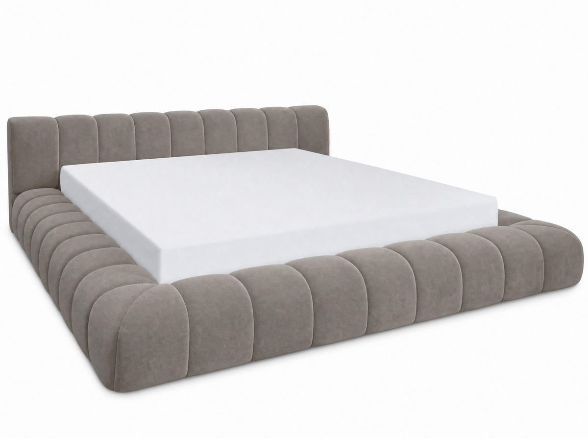 POLSTERBETT Adore Taupe 160/200 cm Samt mit Bettkasten - Taupe, Textil/Metall (160/200cm) - wonello