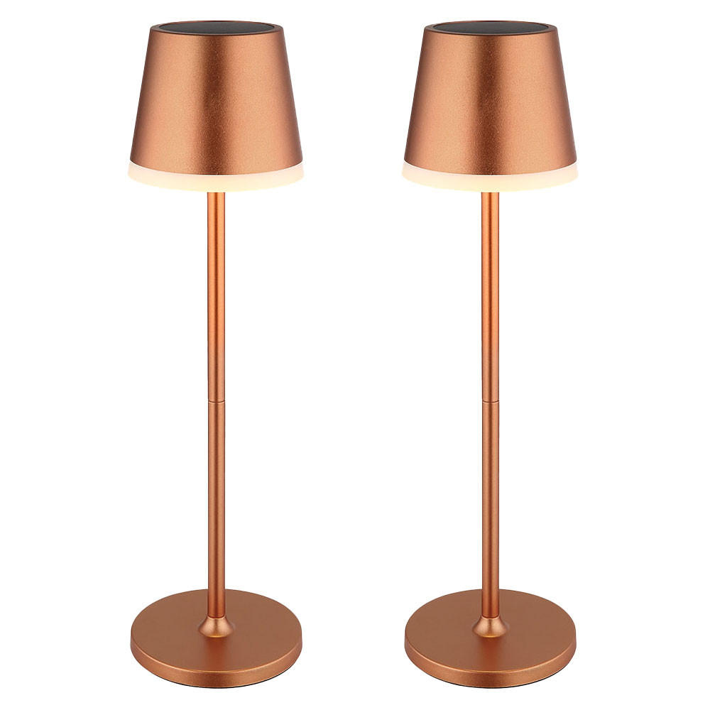 TISCHLEUCHTE Metall Champagner, LED Solar, 2er Set - Champagner, Metall (11/11/41cm) - Globo Lighting