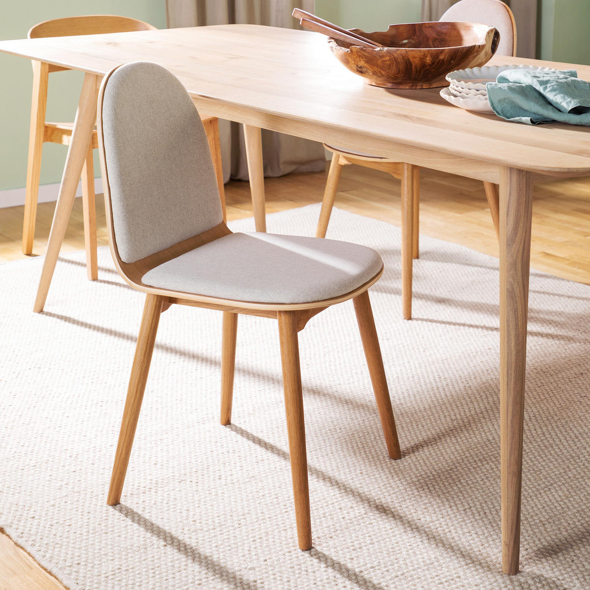 POLSTERSTUHL - 2er-Set - Beige, Holz (43/82/46cm) - home24