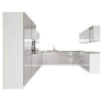 WINKELKÜCHE 320 cm x 320 cm x 200 cm- Aspen KA20-M320 - in Grau/Hochglanz - Grau, Holz (840/212/58cm)