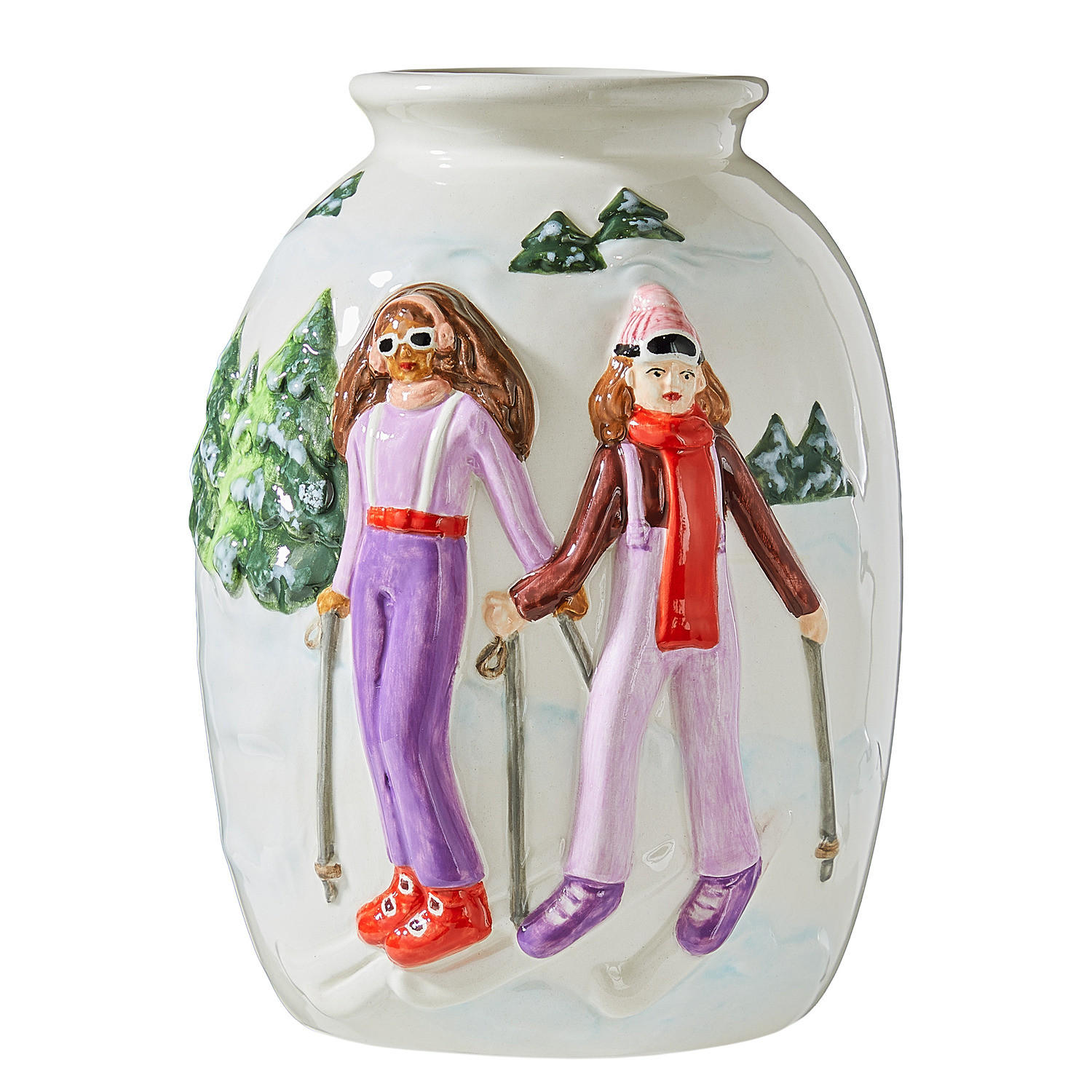 VASE Mountain Lodge Ski - Weiß, Stein (19cm) - Butlers