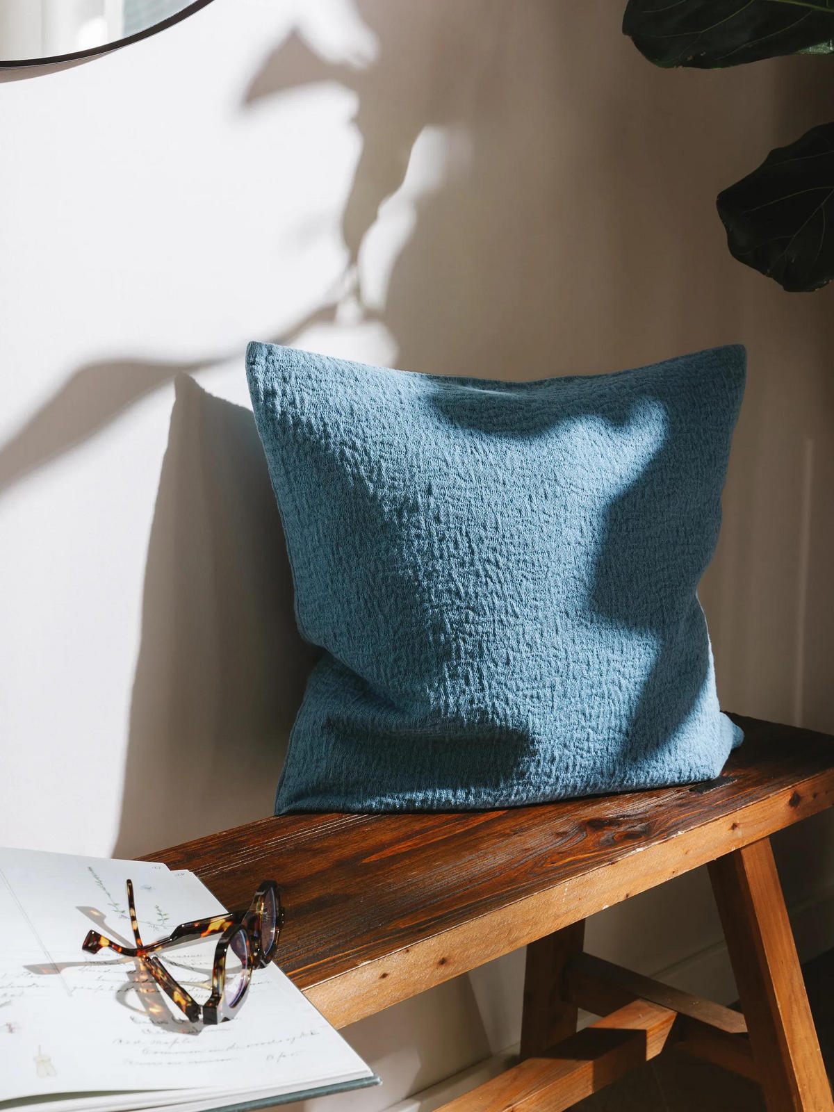 KISSENBEZUG Carmo Blau 45/45 cm - Blau, Textil (45/45cm) - benuta