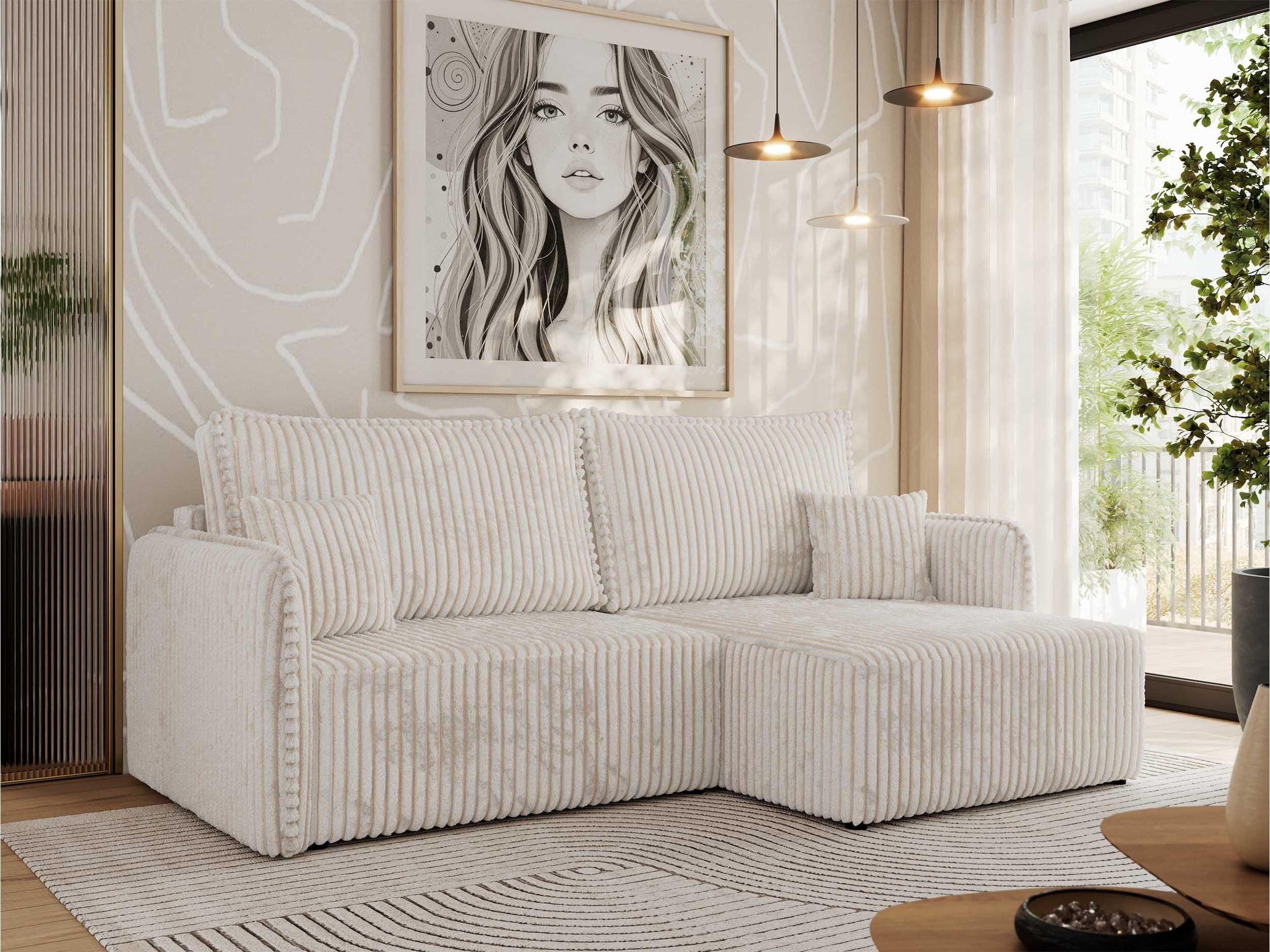 ECKSCHLAFSOFA MESTO L Beige Cord - rechts - Beige/Schwarz, Kunststoff/Textil (147/227cm) - MKS