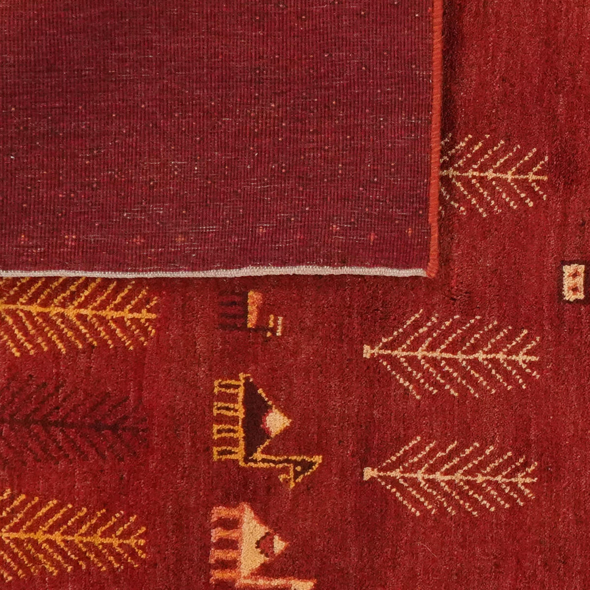 GABBEH-TEPPICH handgeknüpft Rizbaf Rot 192/149 cm Schurwolle - Rot, Textil (149/192cm) - Looma
