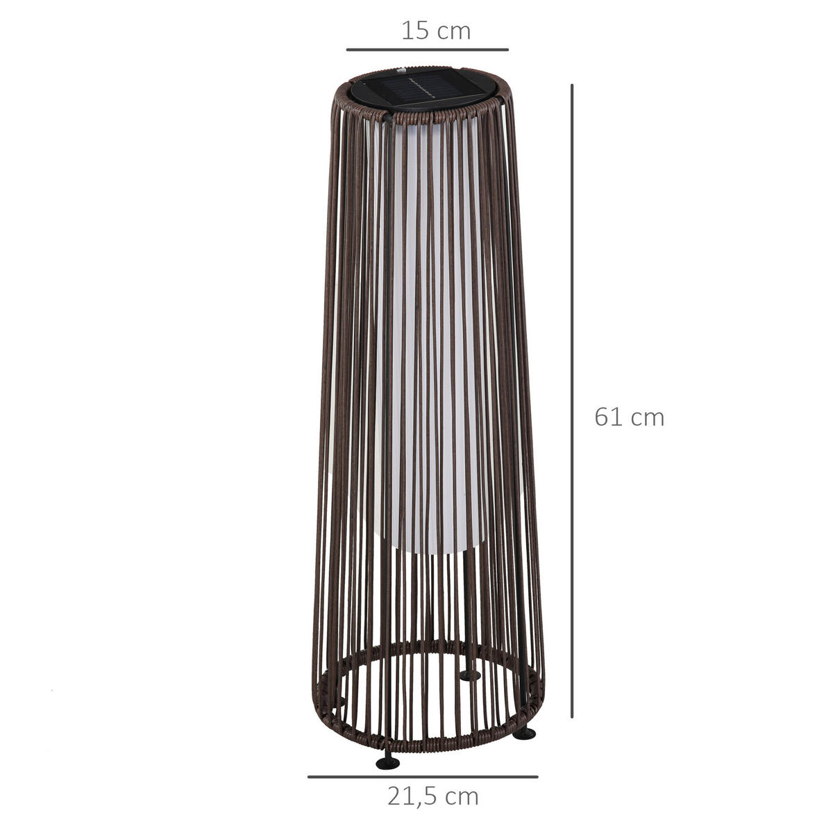 SOLARLAMPE für Balkon, Terrasse, Metall, Braun, 21,5 x 21,5 x 61 cm - Braun, Kunststoff (21.5/21.5/61cm) - Outsunny