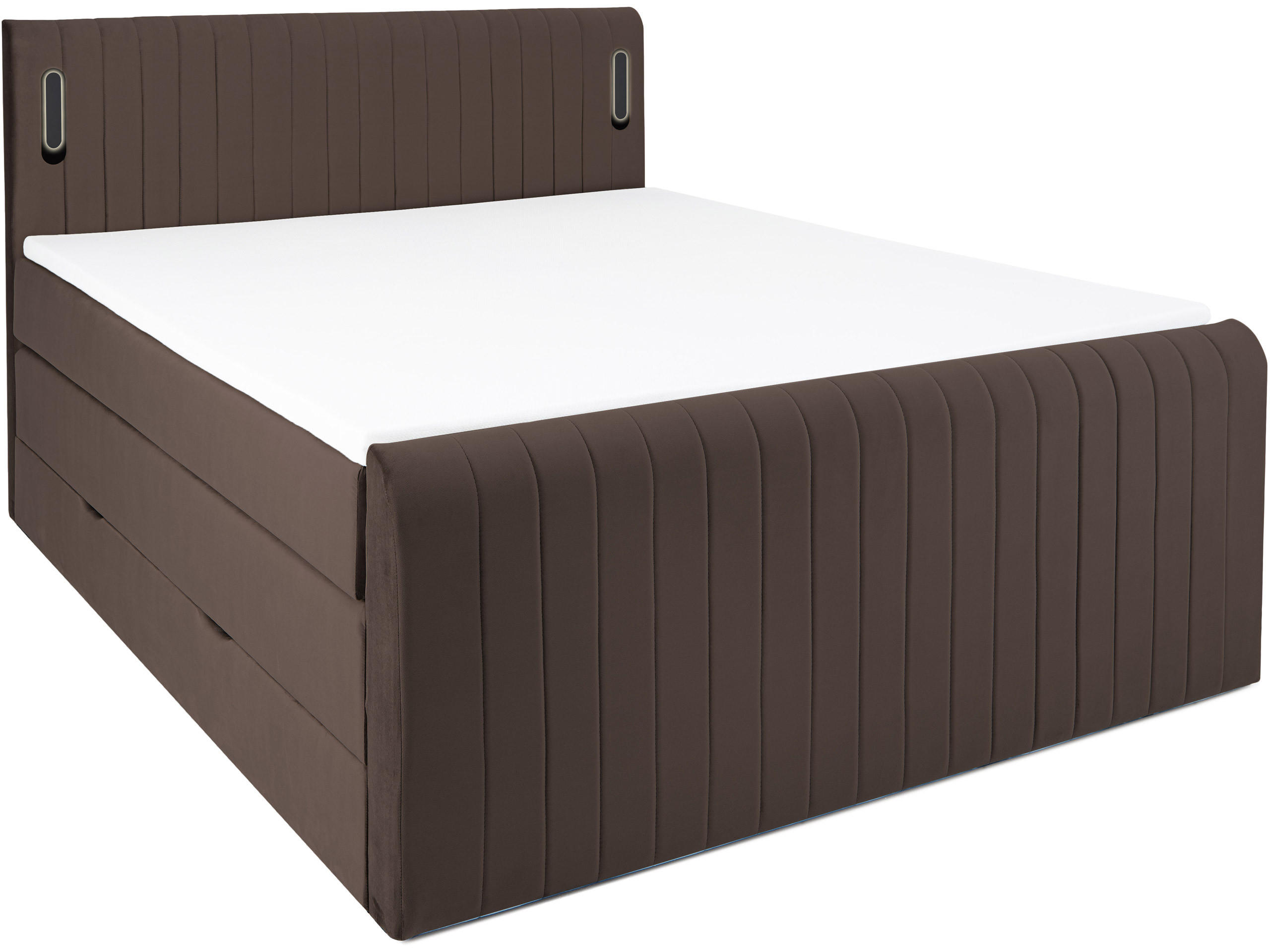 BOXSPRINGBETT FLY braun 200/200 cm H3/H4 Samt - Braun, Textil (200/200cm) - wonello