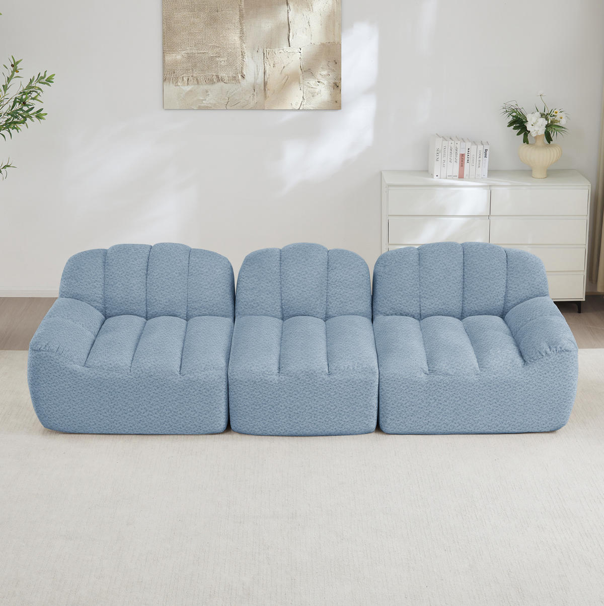 SOFA modular rahmenlos Granular Fleece Blue - Blau, Textil (288/79/104cm) - IVMEU