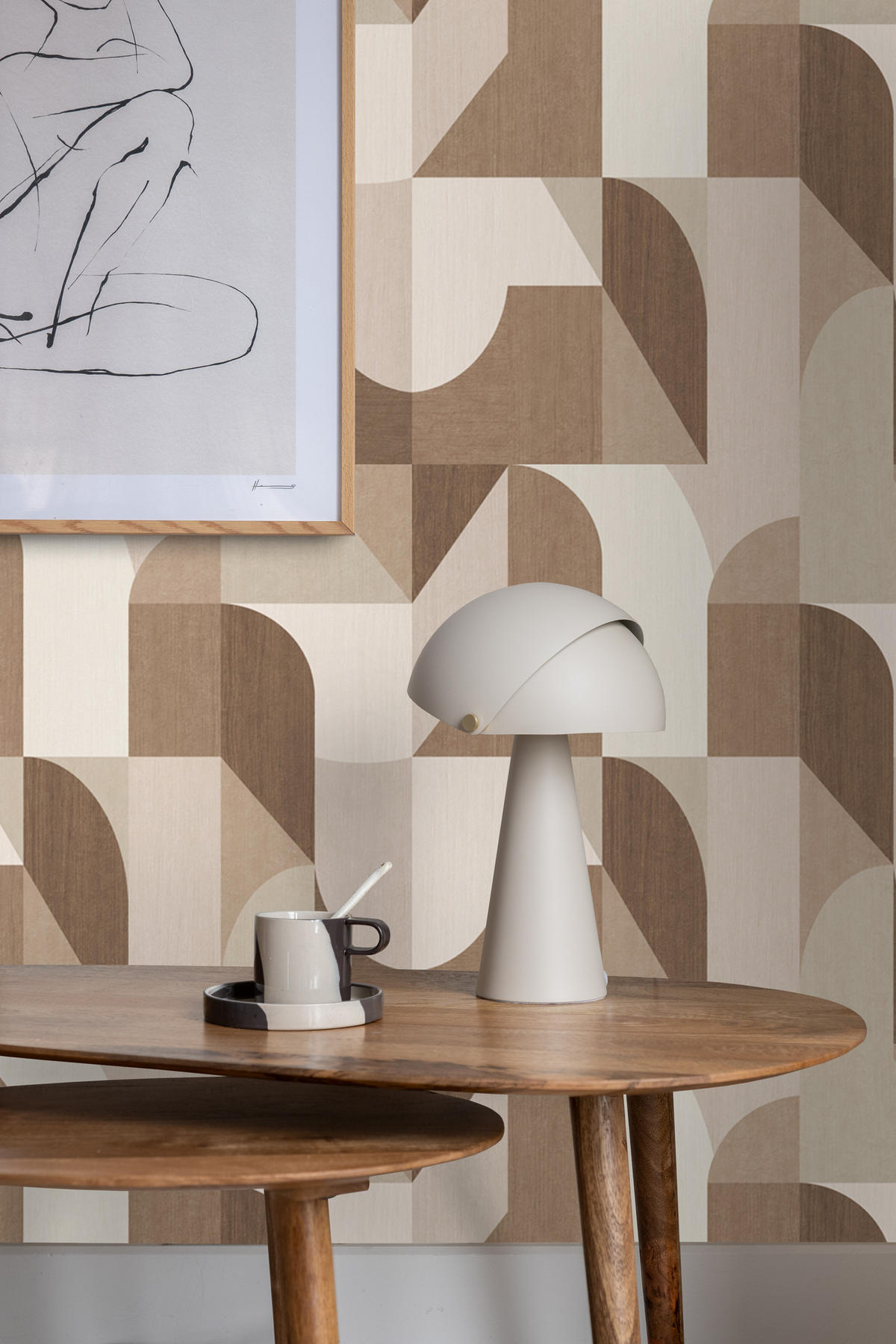 TAPETE Kreise im Bauhaus-Stil 50 x 900 cm - Braun, Papier (50/900cm) - Origin Wallcoverings