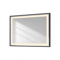 BADSPIEGEL mit Beleuchtung Schwarzer Rahmen 70/50 cm - Weiß, Glas (50/4/70cm) - EMKE