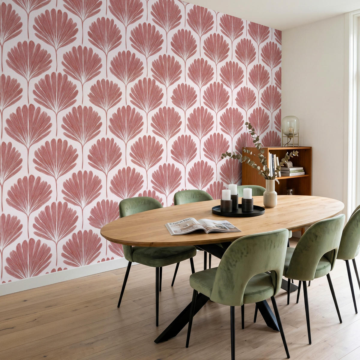 TAPETE - Fächer - Motiv - Terra - 350x220 cm - Rotbraun, Papier (350/220cm) - OnlyWow