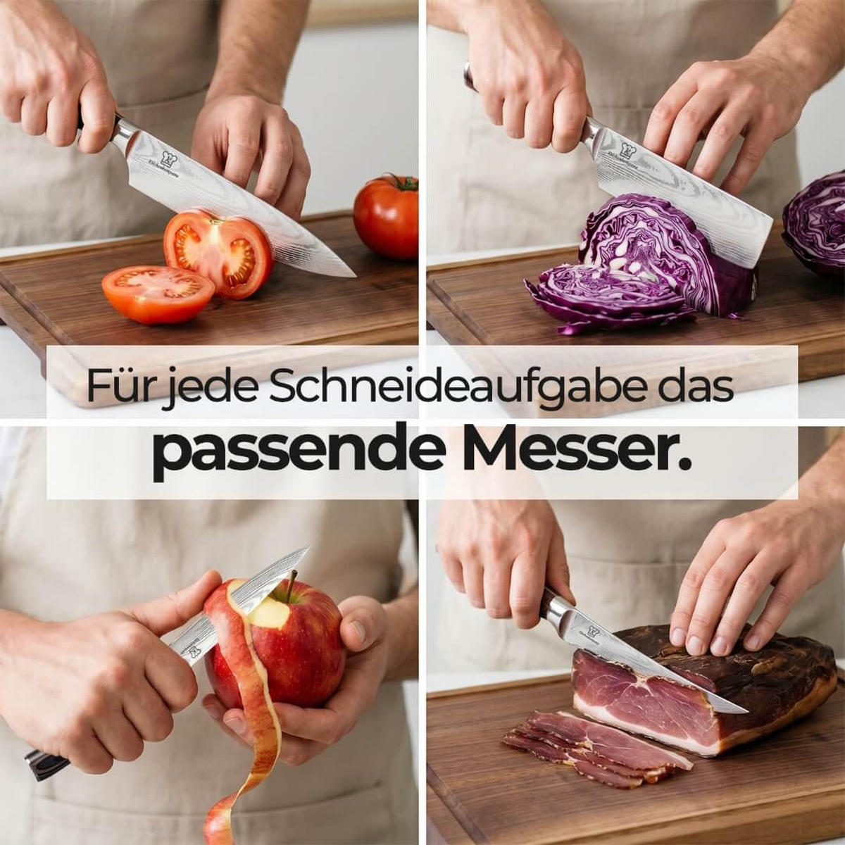 MESSER-SET Jishaku 9-tlg. – Magnetischer Akazienblock & Profimesser - Braun, Holz/Metall - Küchenkompane