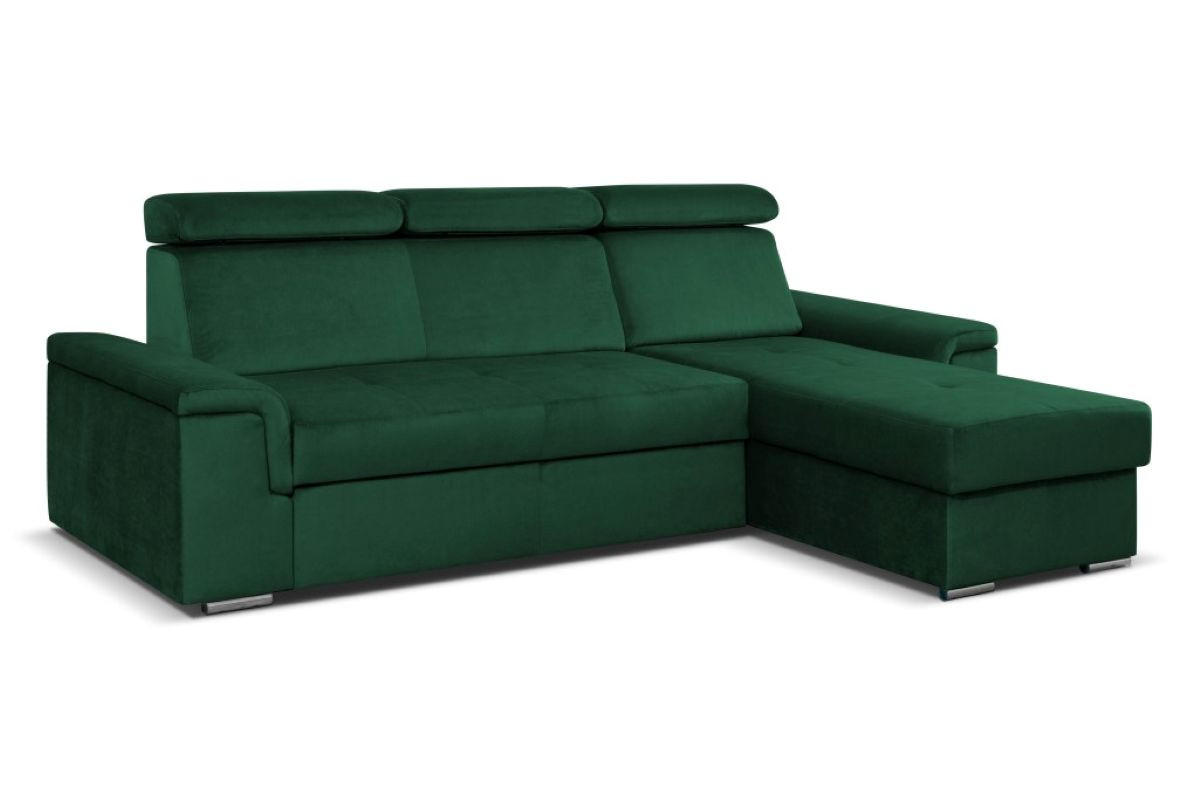 ECKSOFA Monaco L-Form mit Schlaffunktion und Bettkasten 245 cm, grün - Grün, Holz/Kunststoff (245/163cm) - Margaret Hadas24