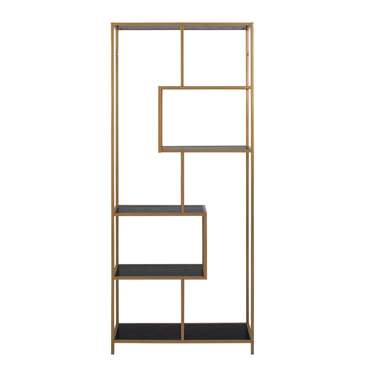 REGAL - Goldfarben/Schwarz, Holzwerkstoff/Metall (77/185/35cm) - home24