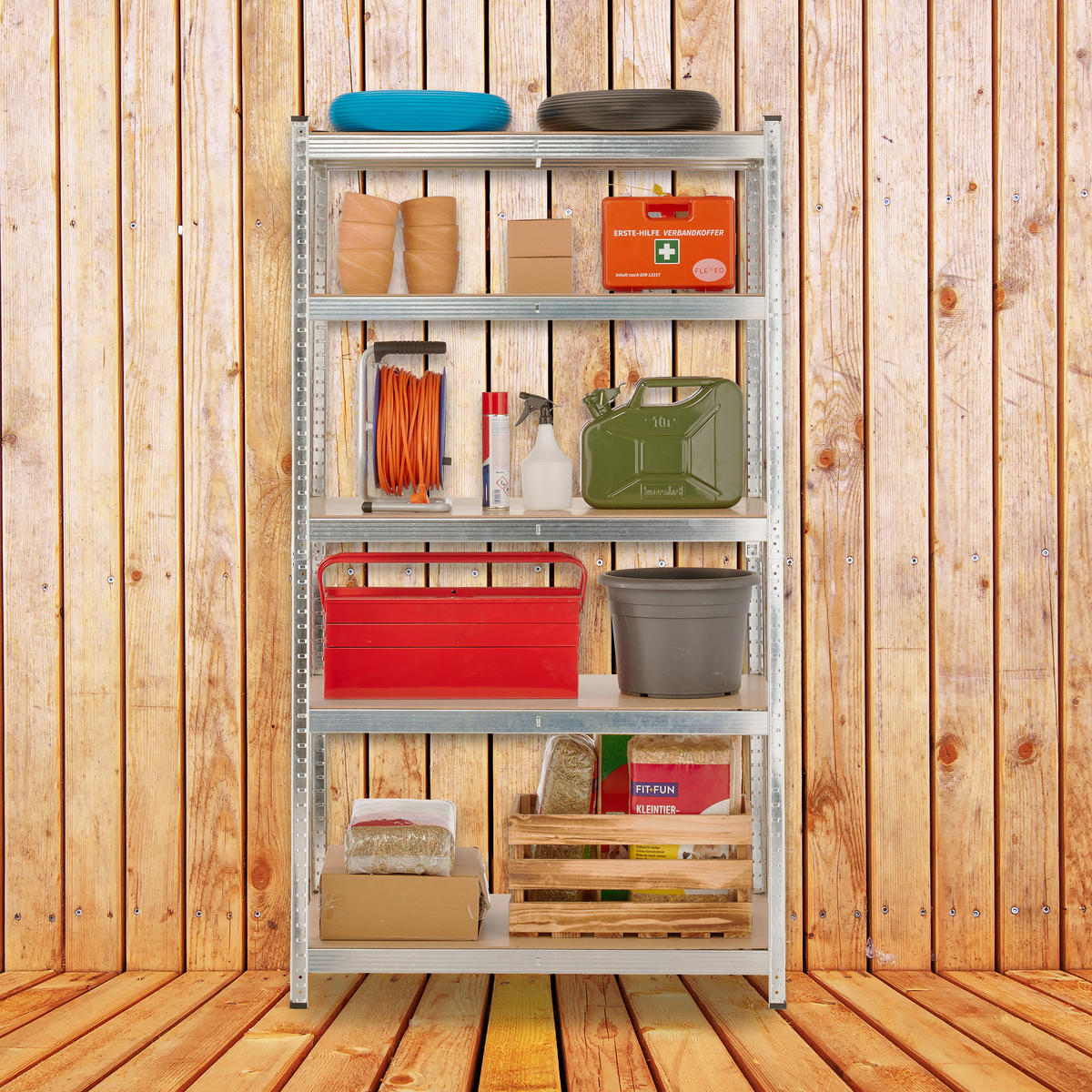 SCHWERLASTREGAL - Multicolor, Holzwerkstoff/Metall (100/180/60cm) - Relaxdays