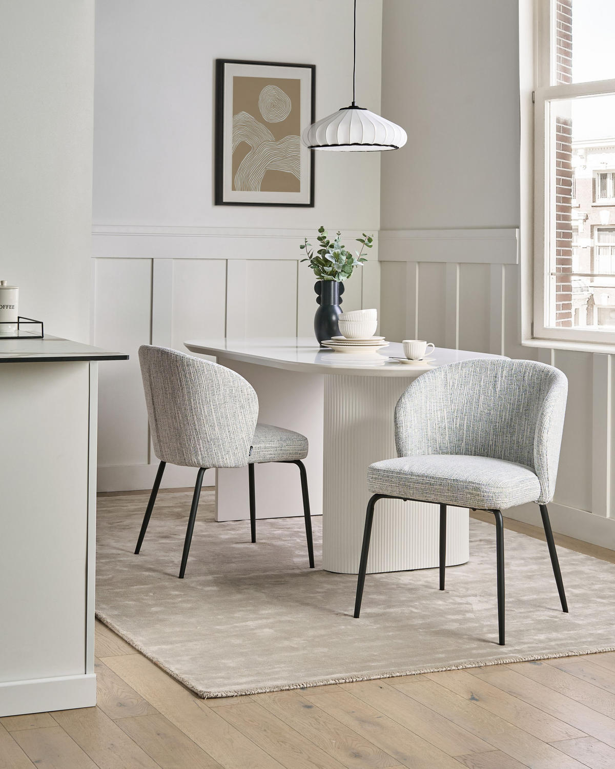 ESSZIMMERSTUHL 2er-Set Weiß/Blau Zana - Blau/Weiß, Textil (55/81/56cm) - Beliani