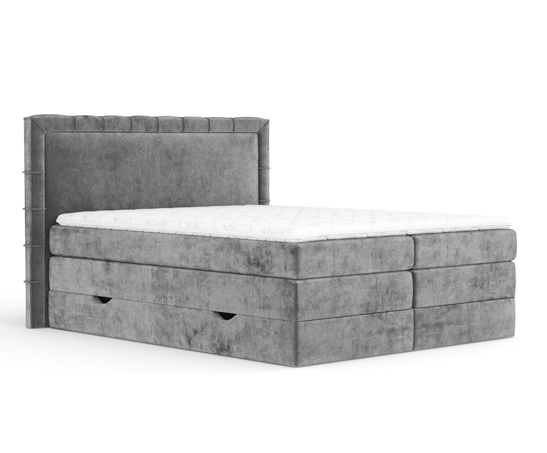 BOXSPRINGBETT Rosabel Grau 140/200 cm mit Matratze und Topper - Schwarz/Grau, Holz/Holzwerkstoff (140/200cm) - Maison de Reve