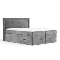 BOXSPRINGBETT Rosabel Grau 140/200 cm mit Matratze und Topper - Schwarz/Grau, Holz/Holzwerkstoff (140/200cm) - Maison de Reve