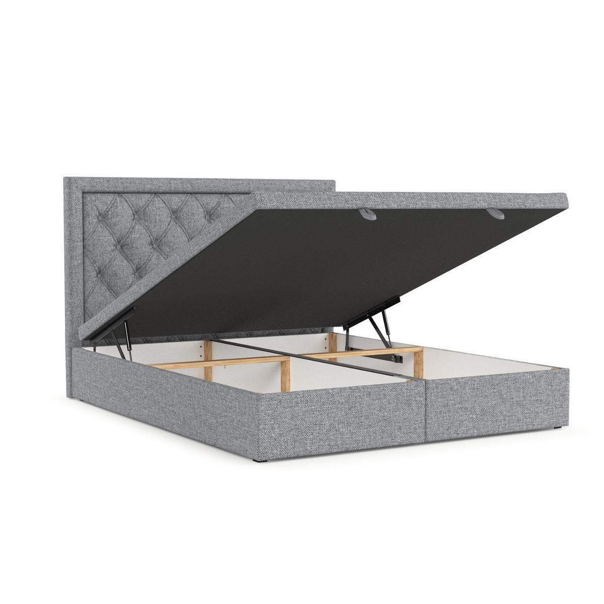 POLSTERBETT Nicobar mit Stauraum 200/200 cm Grau im Alta Stoff - Schwarz/Grau, Holz/Holzwerkstoff (200/200cm) - AltaBeds