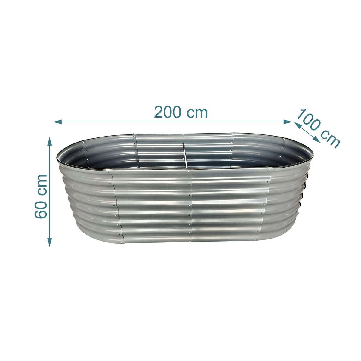 HOCHBEET - Silberfarben, Metall (200/60/100cm) - Relaxdays