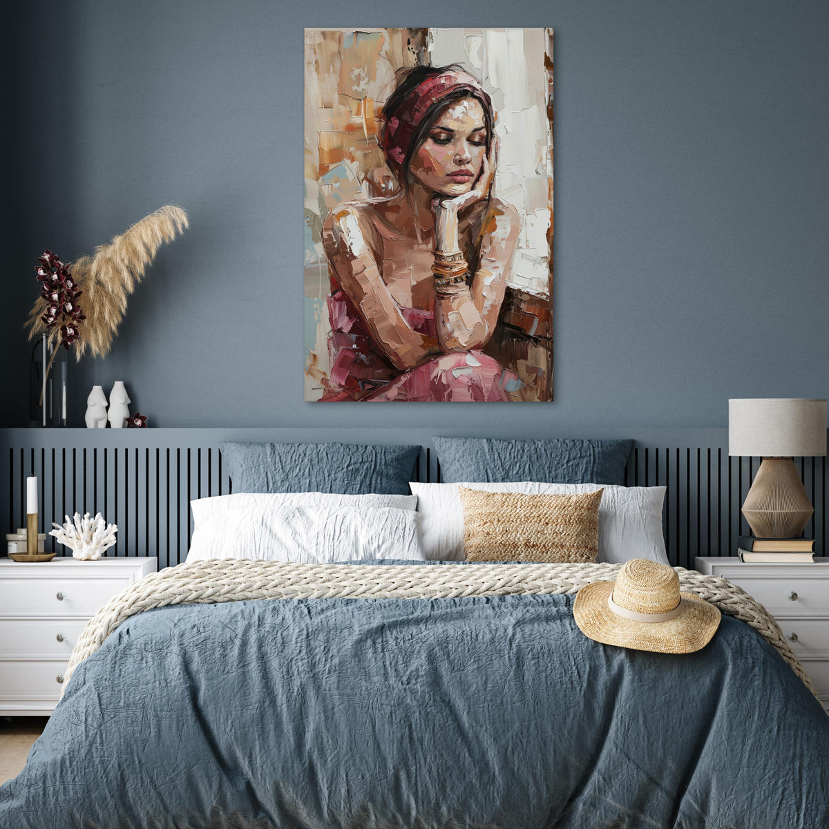 POSTER Frau - Lackierung - Porträt - Modern 80x120 cm - Altrosa, Papier (80/120/0.1cm) - MuchoWow