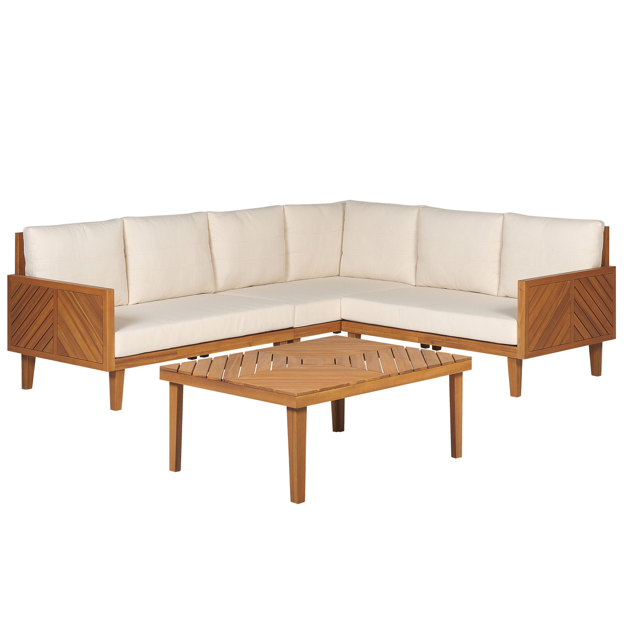LOUNGE-SET 4-Sitzer Akazienholz Hellbraun Baratti - Hellbraun, Holz - Beliani
