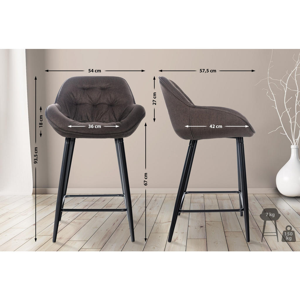 Thumbnail - CLP Barhocker, Braun, Textil, 54x93.5x57.5 cm, Esszimmer, Barmöbel, Barhocker
